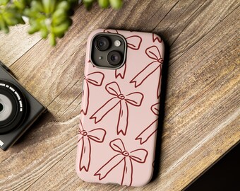 pink bow phone case, coquette phone case, cute phone case, aesthetic phone case, perfect for fashion lovers