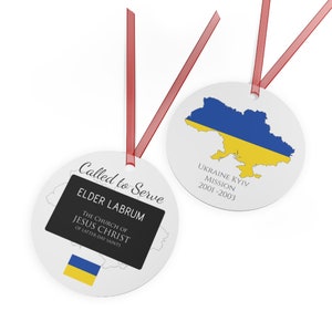 Missionary Custom Ornament with Name Tag LDS Round - Multi-State Multi-Country