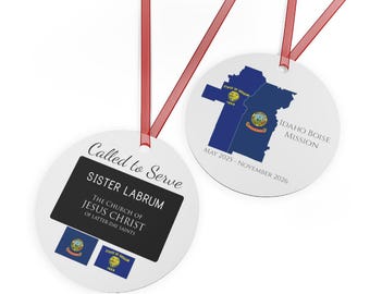 Missionary Custom Ornament with Name Tag LDS Round