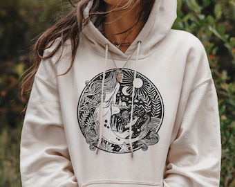 Sudadera con capucha unisex: folclore, selkies, mitología de las focas y luna