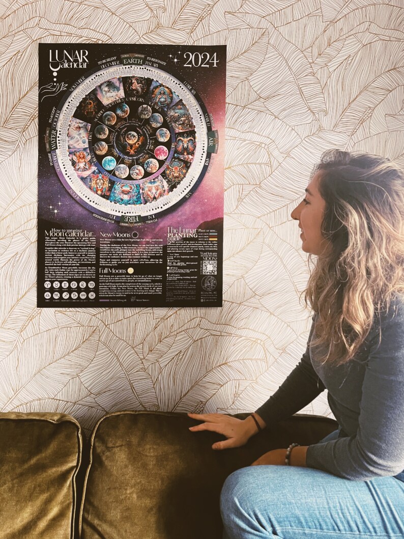 Moon phase lunar calendar 2024 etsy