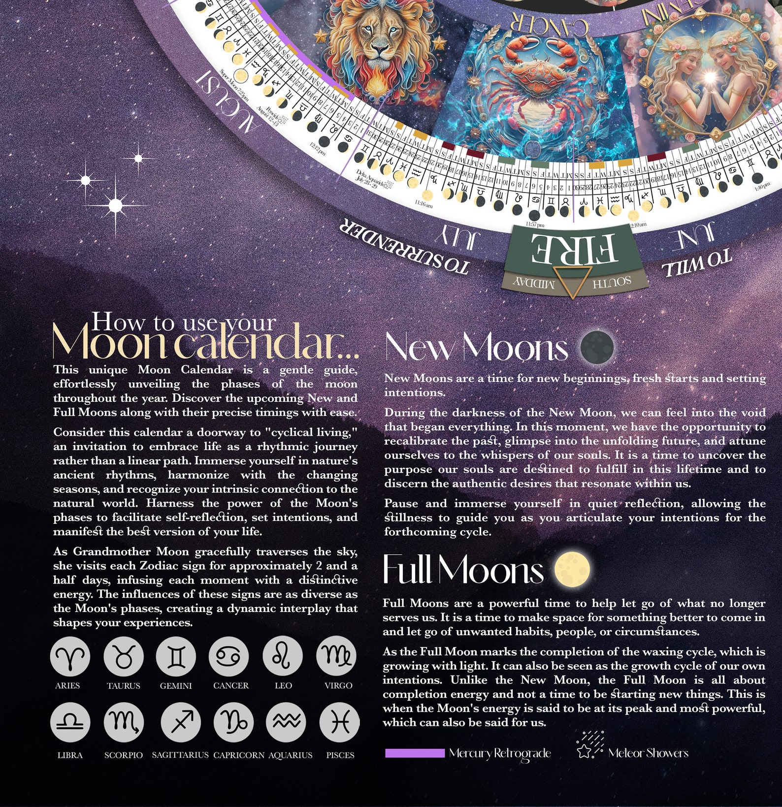 Moon phase lunar calendar 2024 etsy