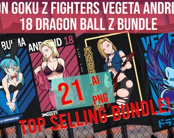 Z Fighters Dragon Android Anime Manga  print on demand Digital Design Ai Png best seller