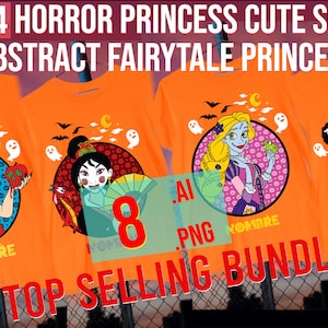 2024 horror princess cute scary abstract fairy tale princes print on demand Digital Design Ai Png best seller
