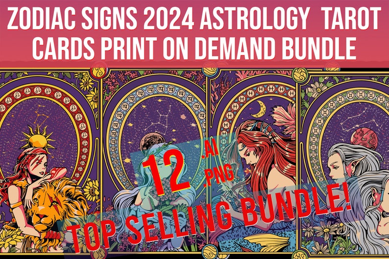 Zodiac Signs 2025 Astrology Tarot Cards Print on Demand Etsy