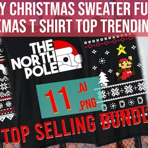 醜いクリスマスセーター面白いクリスマスTシャツトップトレンド2024デジタルデザインAiPngベストセラー