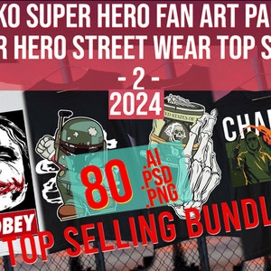 Funko Super Hero Fan Art Parody Street Wear print on demand Digital Design Ai Png best seller