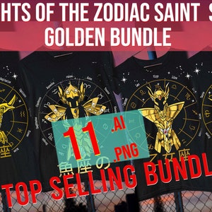 Knights of the Zodiac Saint Seiya Golden Epic Bundle  print on demand Digital Design Ai Png best seller