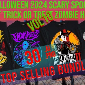 halloween 2024 Vol. 10 scary scpooky ghost trick or treat best seller top trending bundle print on demand Digital Design Ai Png