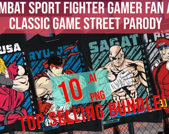 Combat Sports Fighter Gamer Fan Aat Classic Game   print on demand Digital Design Ai Png best seller