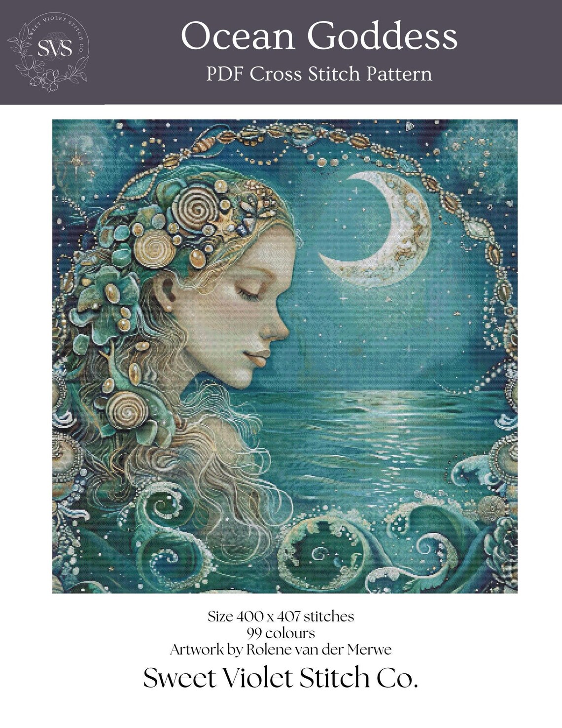 Ocean Goddess - Cross Stitch Pattern - Full Coverage - PDF Digital ...