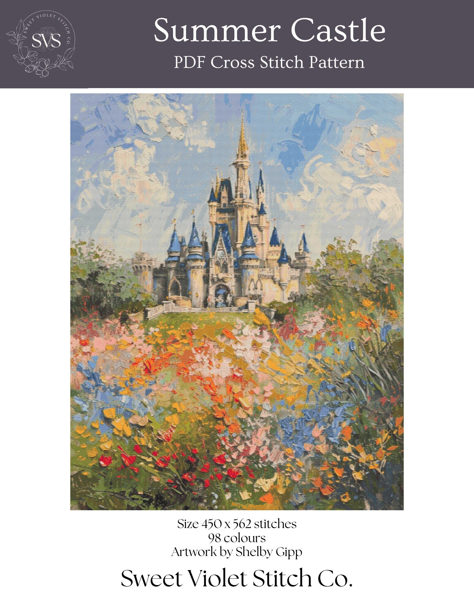 Summer Castle - Cross Stitch Pattern - Full Coverage - PDF Digital ...