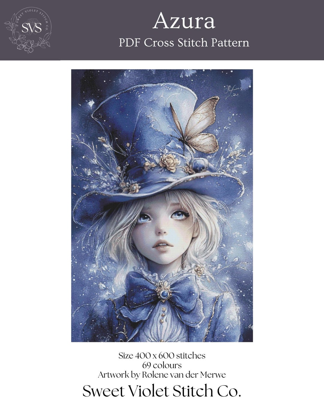 Azura - Cross Stitch Pattern - Full Coverage - PDF Digital Download ...