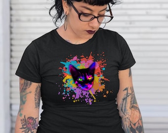 Psychedelic Weirdcore Cat T-Shirt | Vaporwave Aesthetic | Trippy Alt Clothing | Grunge Clothes | Harajuku Punk | Rave Gear