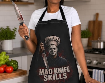 Michael Myers Apron | Horror Cooking | Mad Knife Skills | Slasher Movie Fan | Gift For Horror Fan