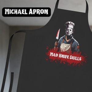 Horror Icon Apron, Slasher Movie Apron, Horror Movie Apron, Scary Apron, Scary Movie Apron, Halloween Apron, Gift for Chef, Scary Chef Apron