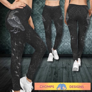 Crow Leggings, Gothic Clothing, Plus Size Goth, Victorian Goth, Goth Leggings, Goth Clothes, Goth Chic, Goth Grunge, Black Yoga, Witch Stuff
