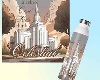 Think Celestial Slim Wasserflasche, LDS Konferenz Zitate, Präsident Nelson Gespräche, LDS Jugendprogramm, Geschenk für Jugend, Geschenk für junge Frauen,