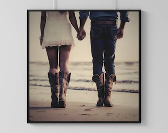 Küsten Cowgirl druckbare Poster, Stiefel trendige, Preppy Cowgirl Wohnheim Zimmer Wand Kunst, Girly digitaler Download ästhetische blau rosa