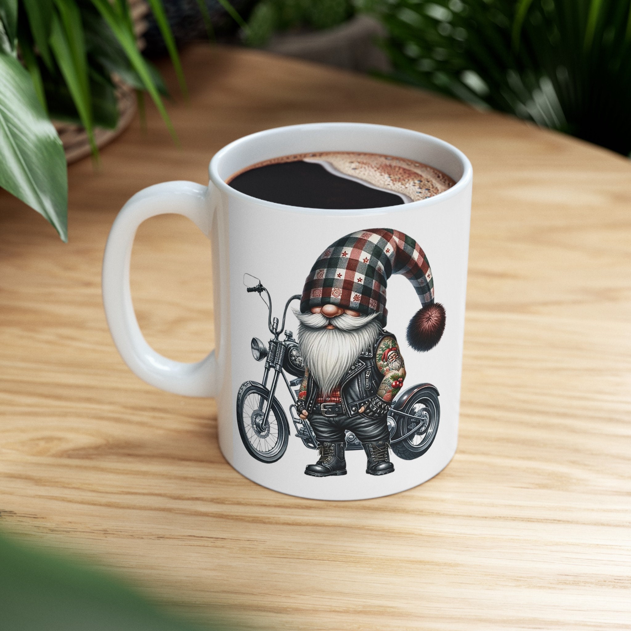 Gnome Raptor Rider Roaring Rider Gnome, Biker Ceramic Mug, Bad Boy Biker Gnome, Sturgis ...