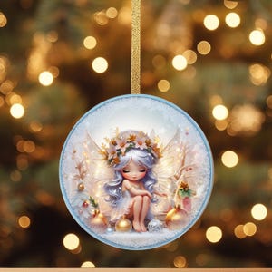 Magical Fairy Christmas Ceramic Ornaments, Snow Queen Ornament, Dew Drop Christmas Ornament, Sugar Plum Fairy Ornament 2-Side Print,