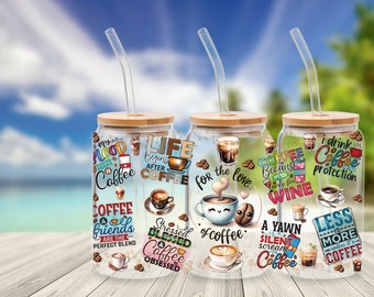 For the Love of Coffee: Sipper Glass, Coffee Beer Can, Coffee Glass Tumbler, Coffee Soda Can