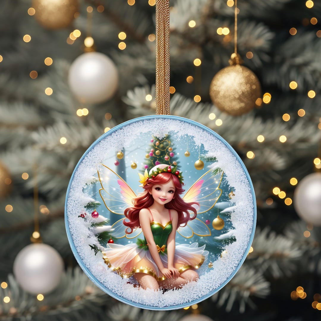 Enchanting Christmas Fairy Ceramic Ornaments, 2side Print, First — free download