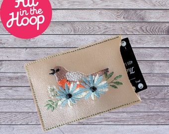 In The Hoop Bird Card Holder, Machine Embroidery Designs, Brother PES, HUS, VP3 all Formats, Easy Tutorial Included ITH
