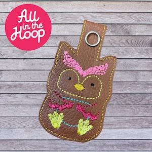 In The Hoop Key Fob Owl, Animals Machine Embroidery Designs, Brother PES, HUS, VP3 tous formats, Tutoriel facile inclus ITH