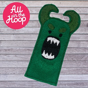 In The Hoop Fantasy Finger Puppet Monster, Machine Embroidery Designs, Brother PES, HUS, VP3 all Formats, Easy Tutorial Included ITH
