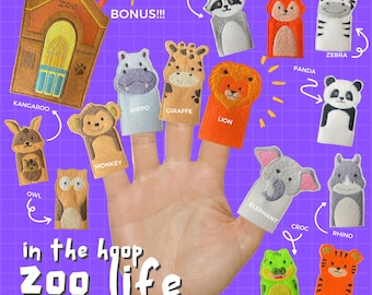 In The Hoop Finger Puppets Pack of 14, Machine Embroidery Designs, Brother PES, HUS, VP3 all Formats, Easy Tutorial Included ITH