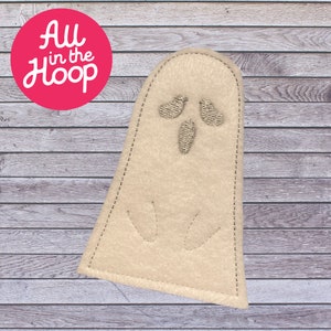 In The Hoop Finger Puppet Ghost, Machine Embroidery Designs, Brother PES, HUS, VP3 all Formats, Easy Tutorial Included ITH