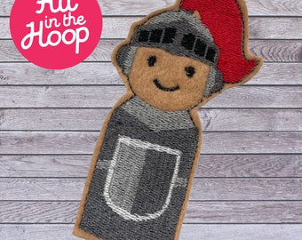 In The Hoop Fantasy Finger Puppet Knight, Machine Embroidery Designs, Brother PES, HUS, VP3 all Formats, Easy Tutorial Included ITH