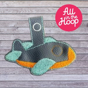 In The Hoop Key Fob Airplane, Machine Embroidery Designs, Brother PES, HUS, VP3 all Formats, Easy Tutorial Included ITH