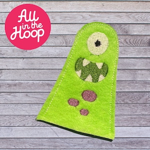 In The Hoop Finger Puppet Monster, Machine Embroidery Designs, Brother PES, HUS, VP3 all Formats, Easy Tutorial Included ITH