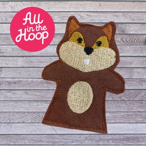 In The Hoop Finger Puppet Squirrel, Machine Embroidery Designs, Brother PES, HUS, VP3 all Formats, Easy Tutorial Included ITH