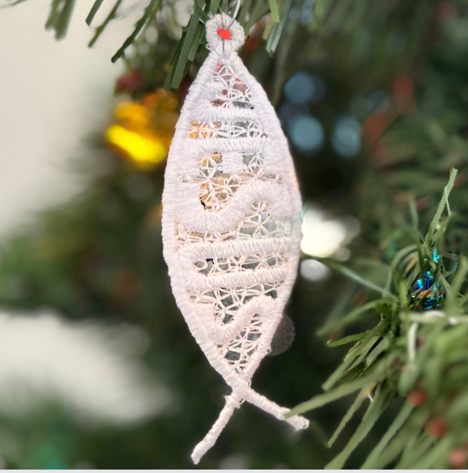 Fish Lace Pattern In the Hoop Christian Fish, Lace Ornament Machine Embroidery Designs ...