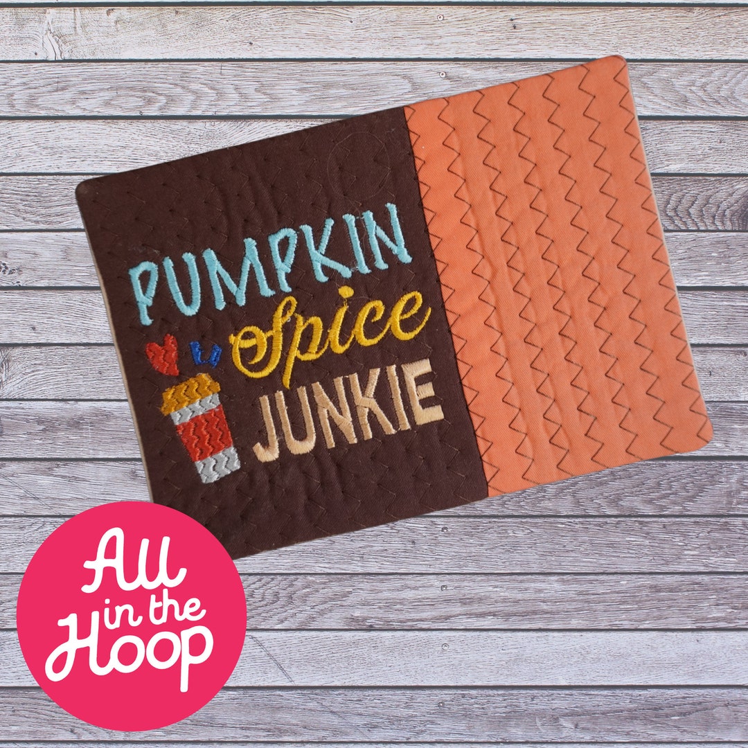 Pumpkin Spice Mug Rug for Machine Embroidery, in the Hoop Embroidery ...