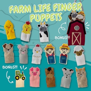 In The Hoop Farm Puppets 15 Pack, Machine Embroidery Designs, Brother PES, HUS, VP3 all Formats, Easy Tutorial Included ITH