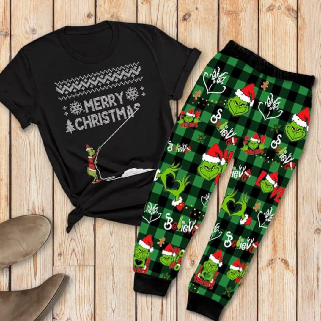 The Grinch Pajama Set Grinch Christmas Women Pajamas the Etsy Australia