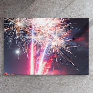 Impression sur toile « Fire Bolt » des feux d'artifice du 4 juillet, décoration murale, art mural, cadeau pour l'espace