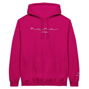 Personalisiertes Mama-Hoodie mit Kindernamen auf dem Ärmel, Bestickt, Geburtstagsgeschenk für Mama, minimalistischer Hoodie, Muttertag Bild 4