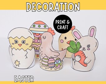 Easter Paper Craft Decorations for Kids - DIY Printable Templates