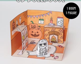 3D Dollhouse – Halloween Room with Character | Printable Craft for Kids