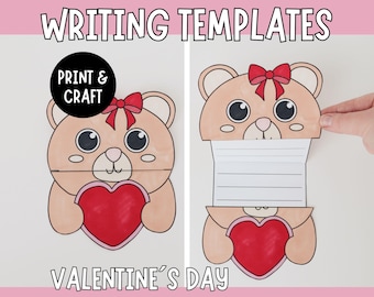 Valentine&#39;s Day Writing Templates for Kids - DIY Paper Craft Activity