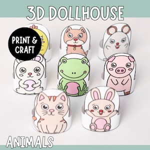 ドールハウス用の印刷可能な動物 - 子供向けの DIY ペーパークラフト