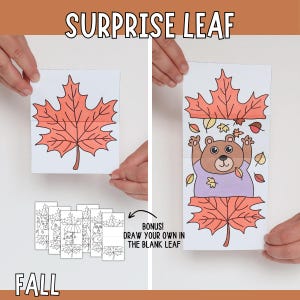 Manualidad de otoño imprimible para niños: Hojas sorpresa en 3D