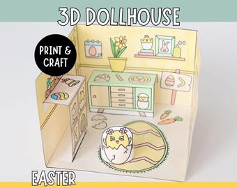 3D Dollhouse – Easter Room Craft for Kids