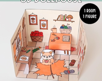 3D Dollhouse Printable – Fall Room with Character