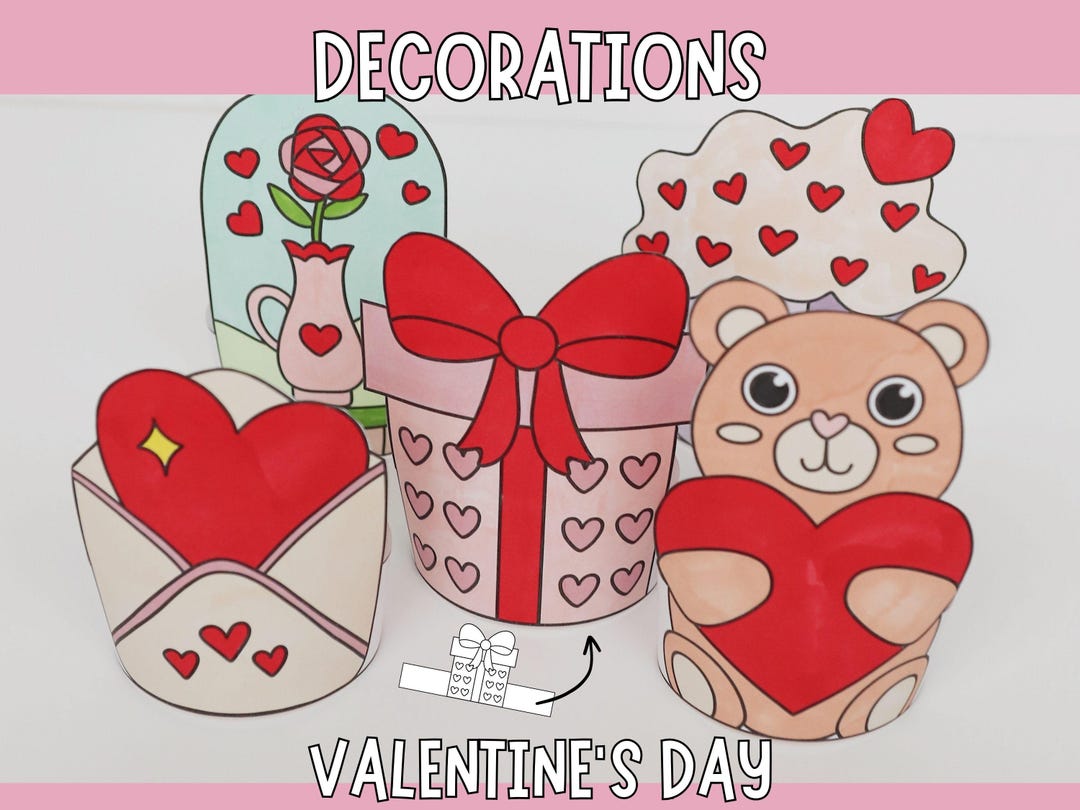 Valentine's Day Paper Craft Decorations for Kids - DIY Printable ...